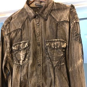 Roar Distressed Leather Detail Shirt